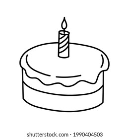 Celebration cake Vector Doodle Icon Black and White