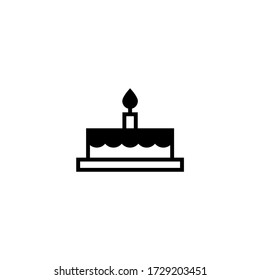 Celebration cake vector icon in black solid flat design icon isolated on white background