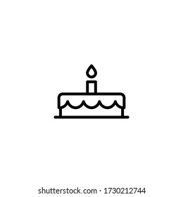 Celebration cake vector icon in linear, outline icon isolated on white background