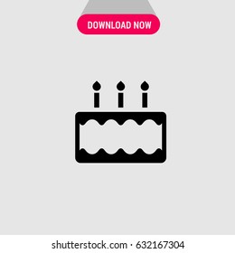 Celebration Cake Vector Icon,  The cake symbol with candles. Simple, modern flat vector illustration for mobile app, website or desktop app  