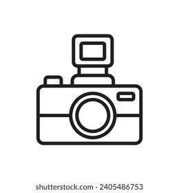 Celebration Camera Outline Icon Vector Illustration