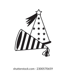 Icono de contorno vectorial del doodle de la tapa de la celebración. archivo EPS 10