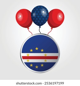 Celebration Cape Verde National Flag With Balloons