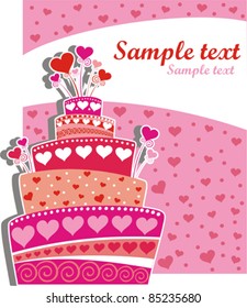 Celebration card. Wedding cake with space for text. vector illustration