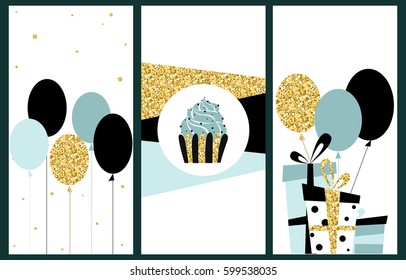 Fondo de las tarjetas de celebración. Aniversario, boda, ilustración vectorial de la fiesta dibujada a mano en estilo escandinavo.