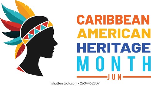 Celebration of caribbean american heritage month design with native american symbolism and june text
