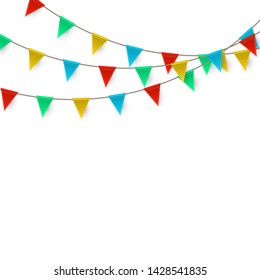 Celebration carnival. Party background with flags. Luxury greeting card. Vector illustration.