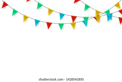 Celebration carnival. Party background with flags. Luxury greeting card. Vector illustration.