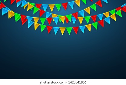 Celebration carnival. Party background with flags. Luxury greeting card. Vector illustration.