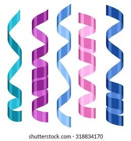 Celebration carnival set of colored abstract streamers.