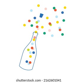 Celebration, Champagne and bubbles, confetti vector illustration