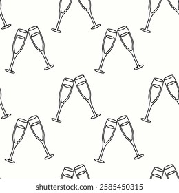 Celebration with champagne flutes in a repeating pattern for festive occasions