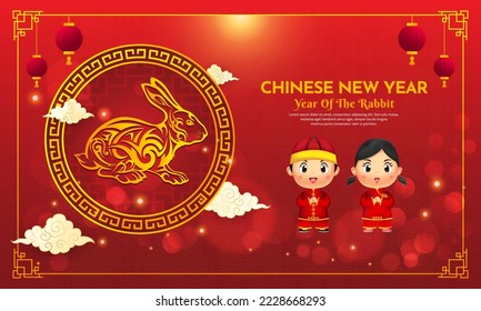 Celebration of chinese new year design banner. Year of the rabbit design vector
Happy Chinese new year 2023