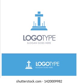 Celebration, Christian, Cross, Easter Blue Solid Logo with place for tagline