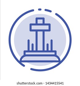 Celebration, Christian, Cross, Easter Blue Dotted Line Line Icon