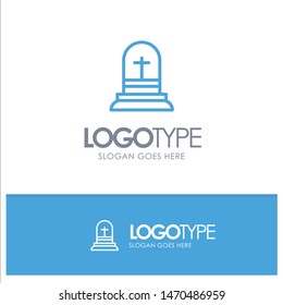 Celebration, Christian, Cross, Easter Blue Outline Logo Place for Tagline. Vector Icon Template background