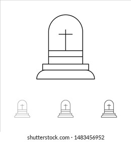 Celebration, Christian, Cross, Easter Bold and thin black line icon set