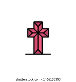 Celebration, Christian, Cross, Easter Business Logo Template. Flat Color. Vector Icon Template background