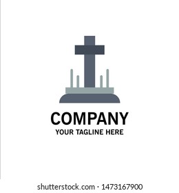 Celebration, Christian, Cross, Easter Business Logo Template. Flat Color