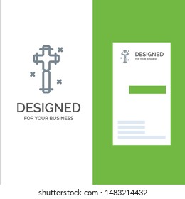 Celebration, Christian, Cross, Easter Grey Logo Design and Business Card Template