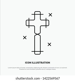 Celebration, Christian, Cross, Easter Line Icon Vector