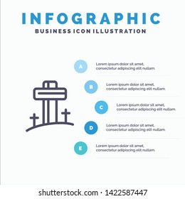 Celebration, Christian, Cross, Easter Line icon with 5 steps presentation infographics Background
