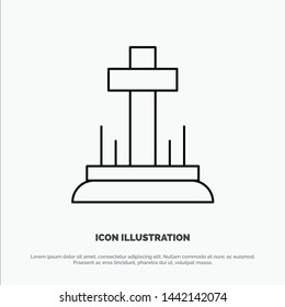 Celebration, Christian, Cross, Easter Line Icon Vector