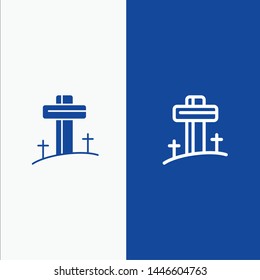 Celebration, Christian, Cross, Easter Line and Glyph Solid icon Blue banner Line and Glyph Solid icon Blue banner
