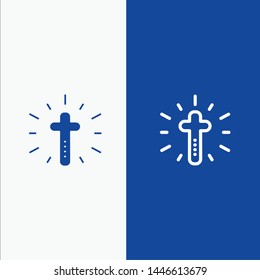 Celebration, Christian, Cross, Easter Line and Glyph Solid icon Blue banner Line and Glyph Solid icon Blue banner