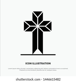 Celebration, Christian, Cross, Easter solid Glyph Icon vector
