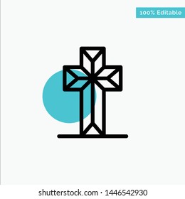 Celebration, Christian, Cross, Easter turquoise highlight circle point Vector icon
