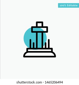 Celebration, Christian, Cross, Easter turquoise highlight circle point Vector icon. Vector Icon Template background