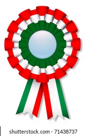 Celebration cockade with italian flag's colors, vector illustration