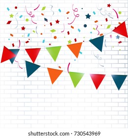 Celebration colorful background with confetti vector illustration. Party background. Birthday card invitation design