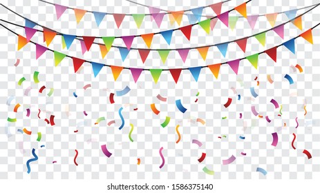 Celebration colorful party flag vector template