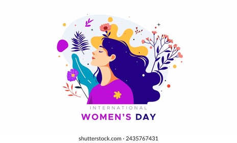 celebration commemorating international women's day. World women's day. displays illustrations of women and beautiful flowers around them. women's day, gender equality.