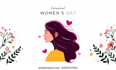 celebration commemorating international women's day. World women's day. displays illustrations of women and beautiful flowers around them. women's day, gender equality.