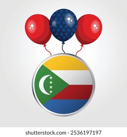 Celebration Comoros National Flag With Balloons