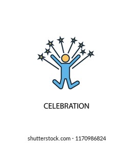 celebration concept 2 colored line icon. Simple yellow and blue element illustration. celebration concept outline symbol design from success set