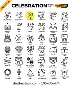Celebration concept icons set in modern line icon style for ui, ux, website, web, app graphic design