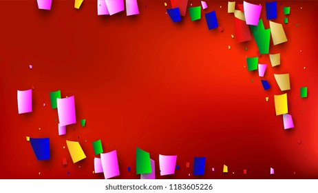 Celebration Confetti Background. 
Holiday Decoration Elements on Universal Background.Many Falling Confetti for Your Design. Invitation Card, Poster, Flyer. Festive Vector Illustration. 