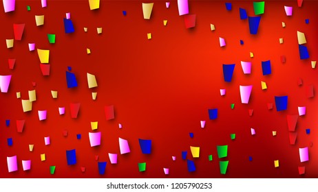 Celebration Confetti Background. 
Holiday Decoration Elements on Universal Background.Many Falling Confetti for Your Design. Invitation Card, Poster, Flyer. Festive Vector Illustration. 