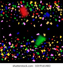 Celebration Confetti Background. Many Falling Confetti for Your Design.
Holiday Decoration Elements on Universal Background. Festive Vector Illustration. Invitation Card, Poster, Flyer