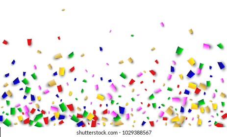 Celebration Confetti Background. Many Falling Confetti for Your Design.
Holiday Decoration Elements on Universal Background. Festive Vector Illustration. Invitation Card, Poster, Flyer