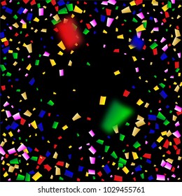 Celebration Confetti Background. Many Falling Confetti for Your Design.
Holiday Decoration Elements on Universal Background. Festive Vector Illustration. Invitation Card, Poster, Flyer