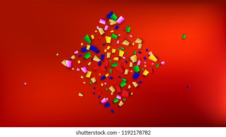 Celebration Confetti Background. Many Falling Confetti for Your Design. Holiday Decoration Elements on Universal Background. Festive Vector Illustration. Invitation Card, Poster, Flyer

