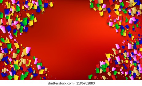 Celebration Confetti Background. Many Falling Confetti for Your Design.
Holiday Decoration Elements on Universal Background. Festive Vector Illustration. Invitation Card, Poster, Flyer
