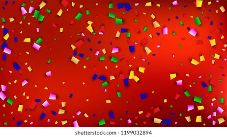 Celebration Confetti Background. Many Falling Confetti for Your Design.
Holiday Decoration Elements on Universal Background. Festive Vector Illustration. Invitation Card, Poster, Flyer.