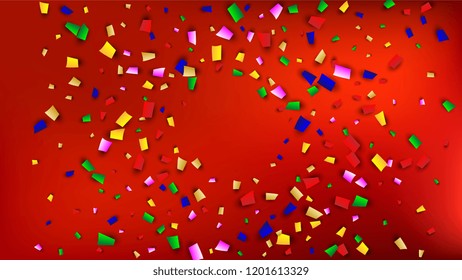 Celebration Confetti Background. Many Falling Confetti for Your Design.
Holiday Decoration Elements on Universal Background. Festive Vector Illustration. Invitation Card, Poster, Flyer.