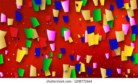 Celebration Confetti Background. Many Falling Confetti for Your Design.
Holiday Decoration Elements on Universal Background. Festive Vector Illustration. Invitation Card, Poster, Flyer.